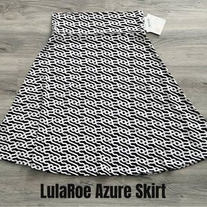 NWT LulaRoe Azure Skirt, Size L, Black White Pink